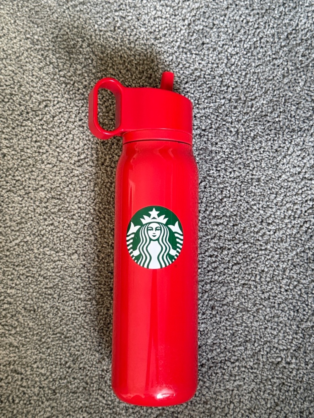 Starbucks Red Stainless Steel Holiday Bottle, "twist-to-sip" lid. Siren Logo.